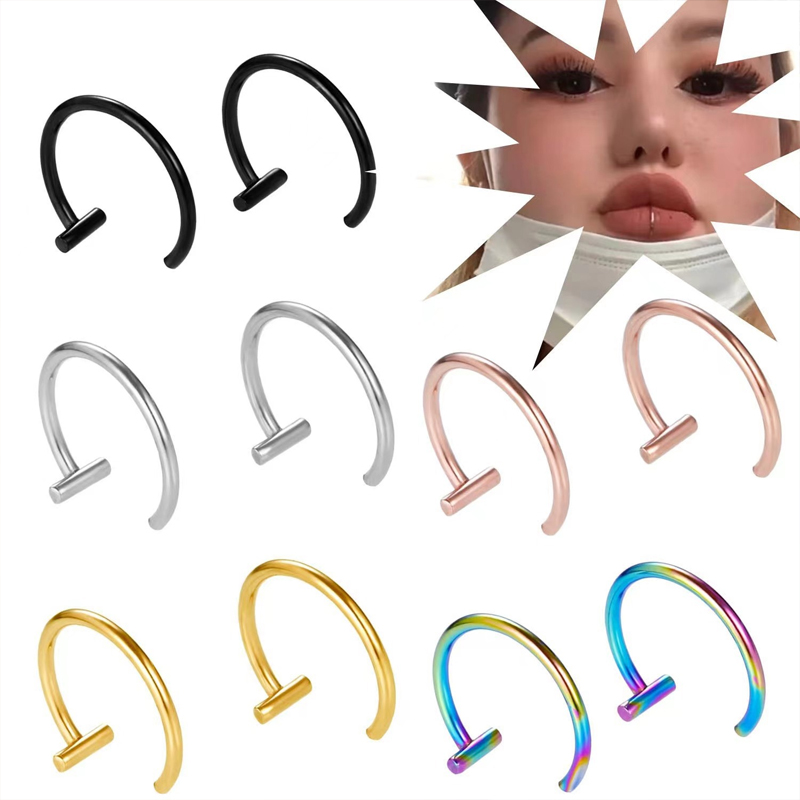 Body Jewelry Surgical Steel - 18G Surgical Steel Lip Ring Half