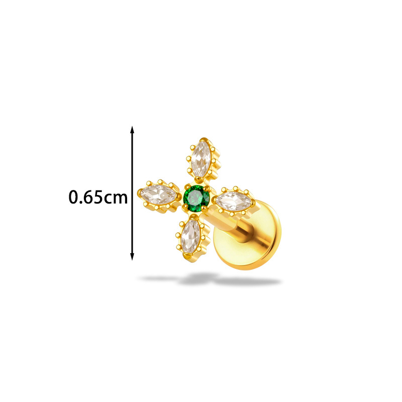 1PC G23 Titanium16G Flower CZ  - đánh giá và giá Body Jewelry Implant Grade Titanium