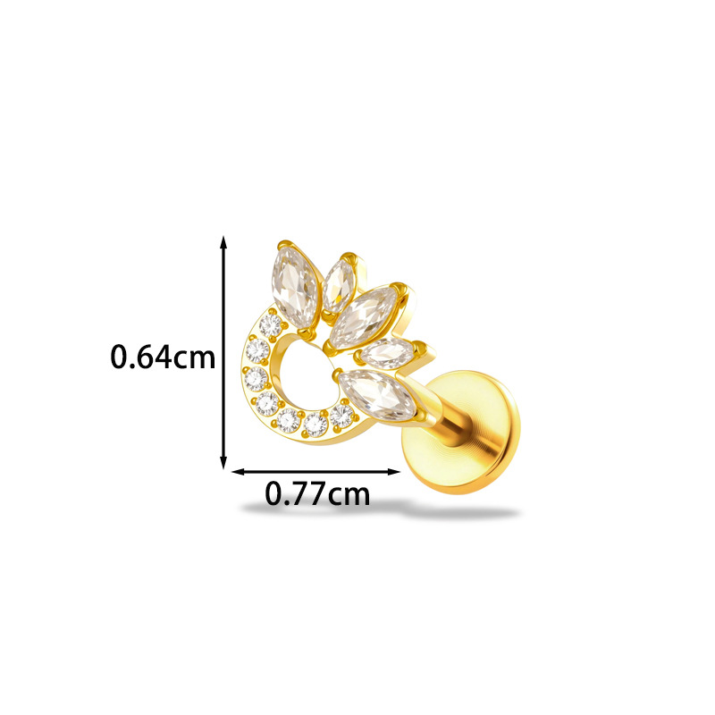 1PC G23 Titanium16G Flower CZ  - đánh giá và giá Body Jewelry Implant Grade Titanium