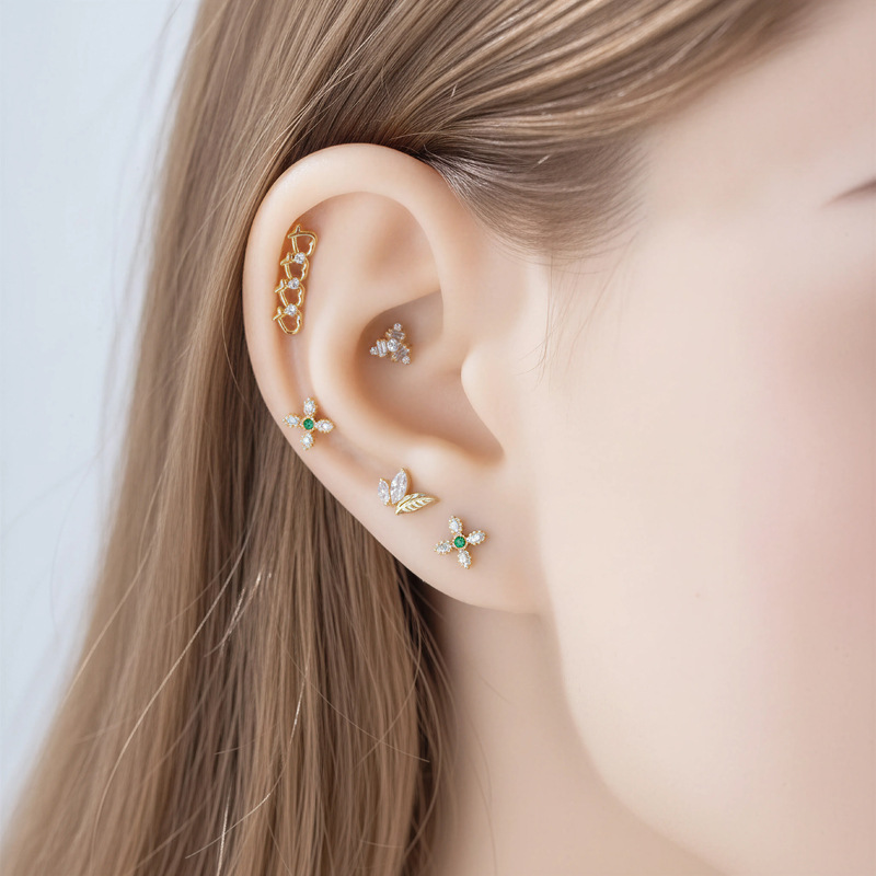 1PC G23 Titanium16G Flower CZ  - đánh giá và giá Body Jewelry Implant Grade Titanium