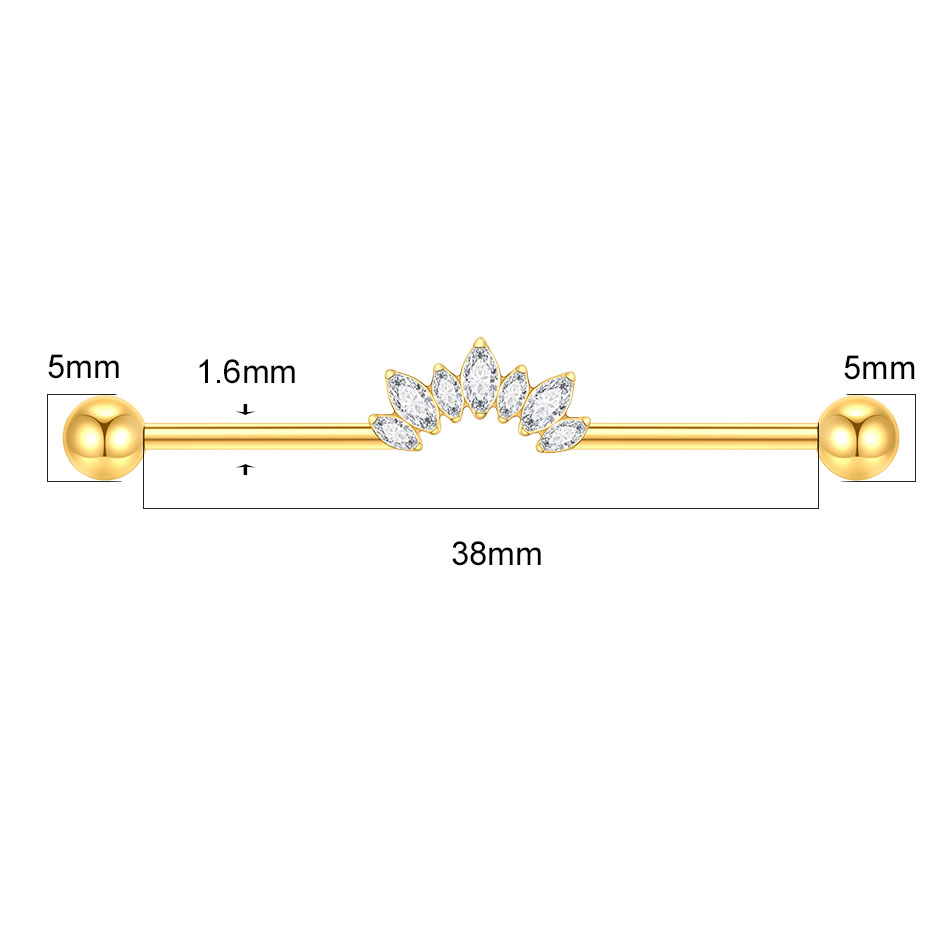 1/5PCS Titanium 14G CZ Industr - đánh giá và giá Industrial Barbell Long