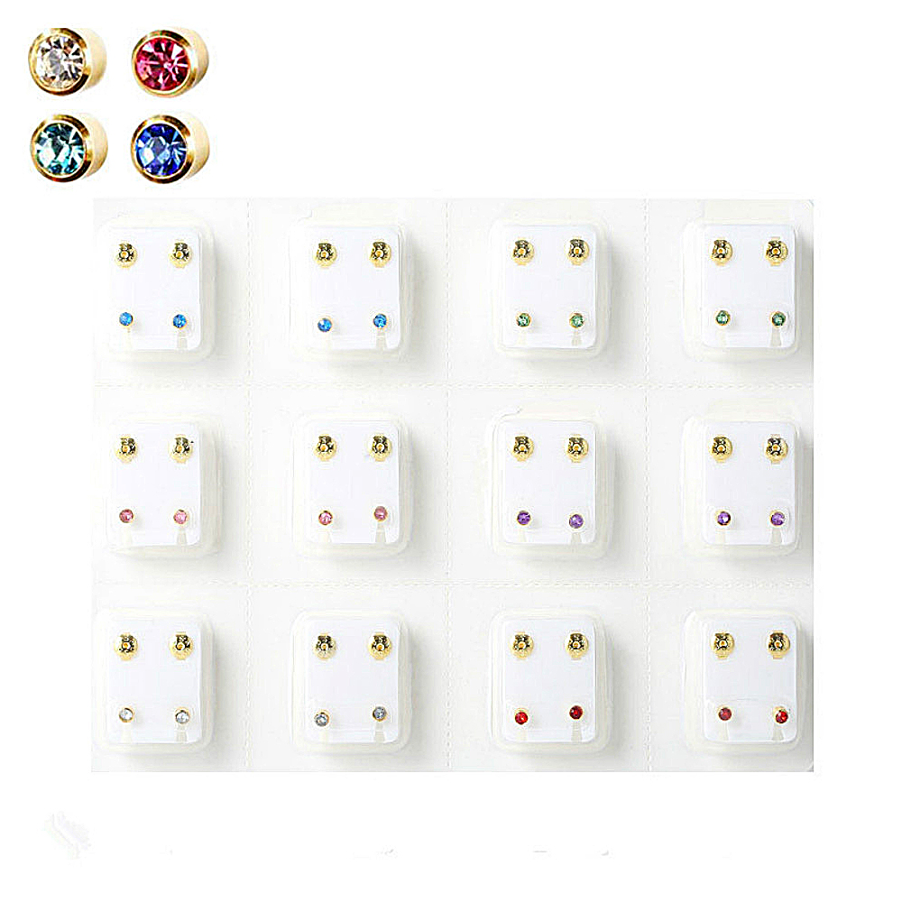 12 Pairs Crystal Medical Earri - đánh giá và giá Body Jewelry Surgical Steel
