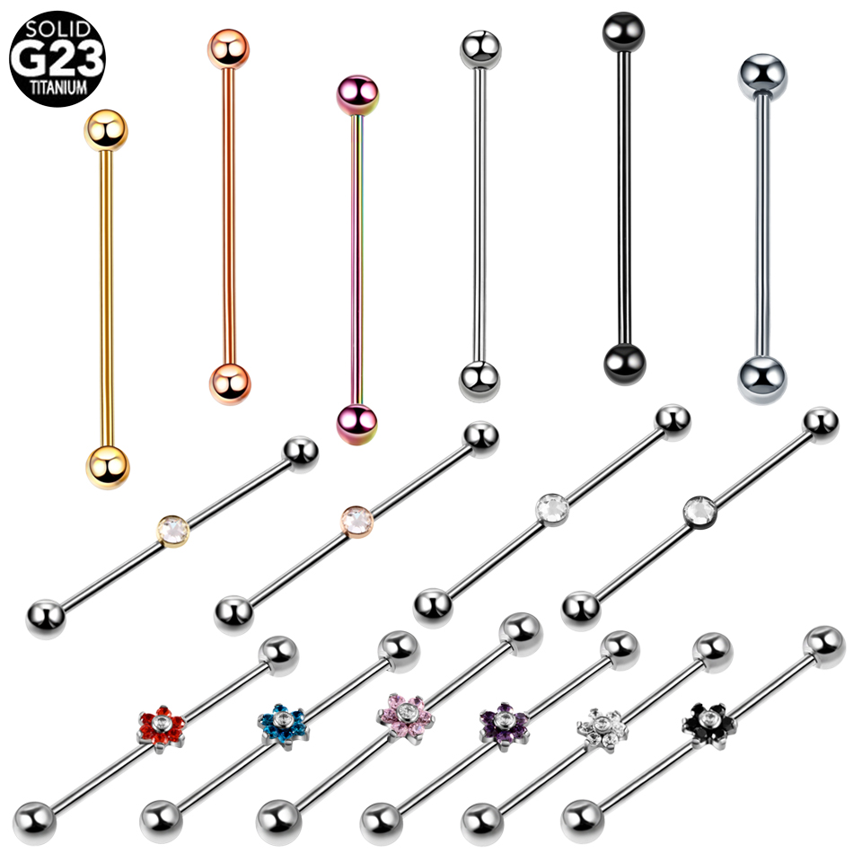 1 cái Titan Piercing Gem Barbe - đánh giá và giá Industrial Barbell Long
