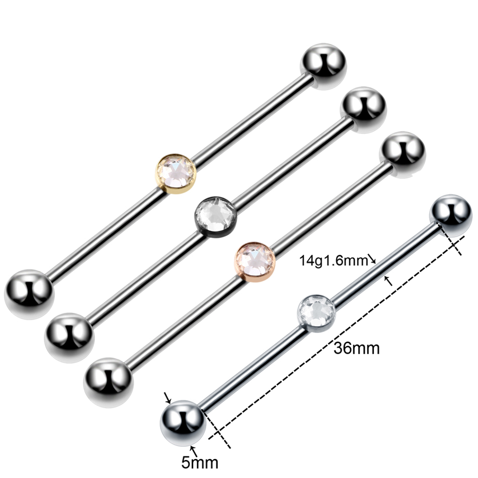 1 cái Titan Piercing Gem Barbe - đánh giá và giá Industrial Barbell Long