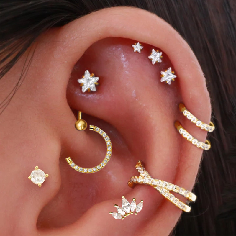 Helix Piercing Star Earrings W - đánh giá và giá Body Jewelry Surgical Steel